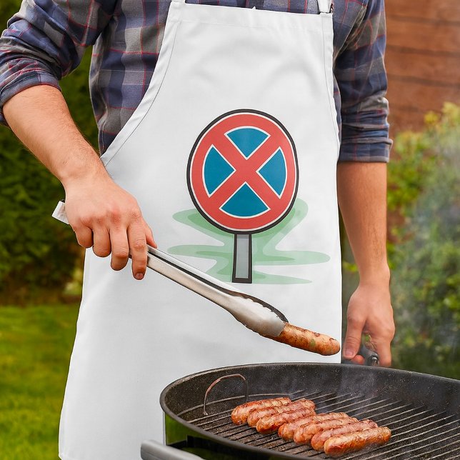 No Parking Road Sign Red Blue Traffic Symbol Adult Apron (Creator Uploaded)