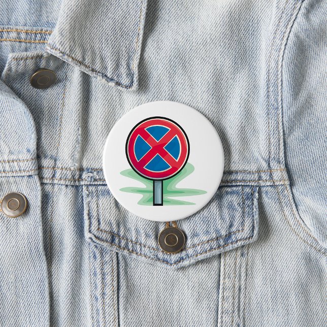 No Parking Road Sign Red Blue Traffic Symbol Button (Creator Uploaded)