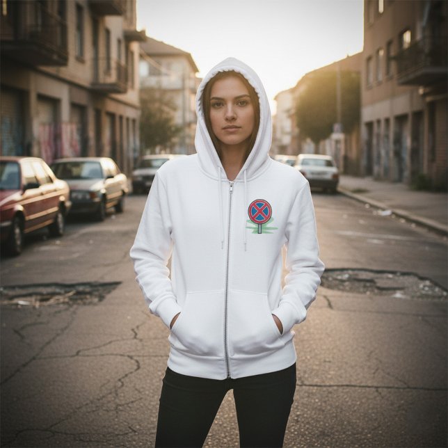 No Parking Road Sign Red Blue Traffic Symbol Hoodie (Creator Uploaded)