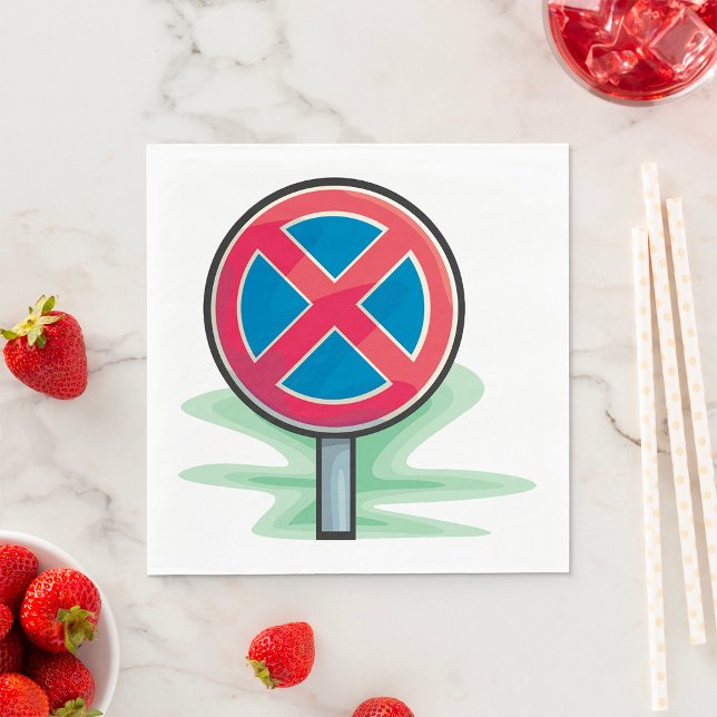 No Parking Road Sign Red Blue Traffic Symbol Napkins (Creator Uploaded)