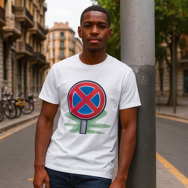 No Parking Road Sign Red Blue Traffic Symbol T-Shirt (Creator Uploaded)