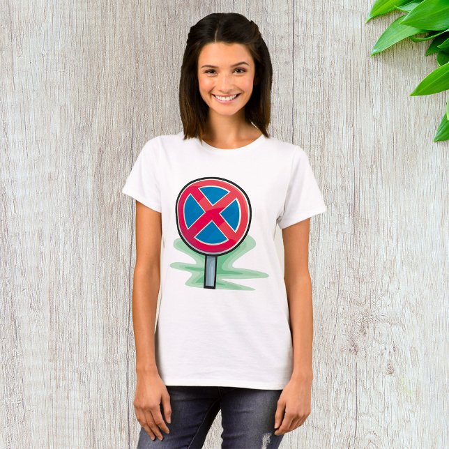 No Parking Road Sign Red Blue Traffic Symbol T-Shirt (Creator Uploaded)