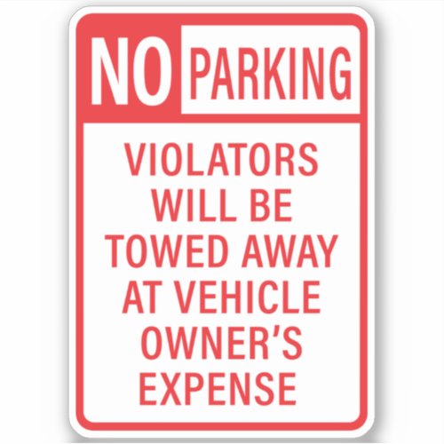 No Parking Sign Sticker