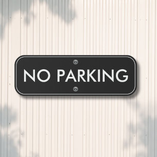 No Parking Simple Modern Black White Outdoor Metal Sign
