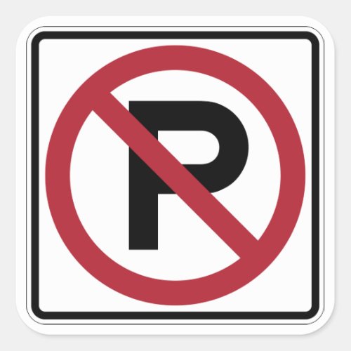 No Parking symbol sign Square Sticker