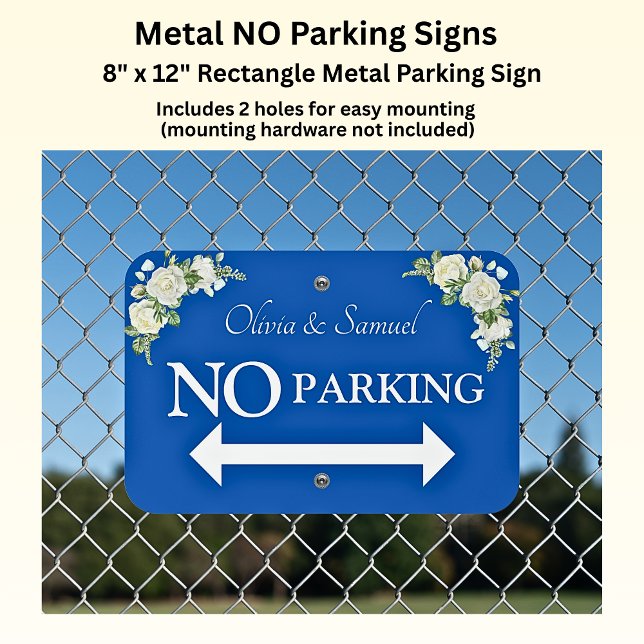 NO Parking - Wedding  Cobalt Blue & White -  Metal Sign (Creator Uploaded)