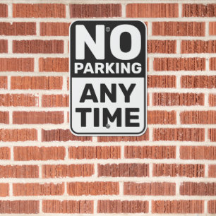 No Parking White Black Metal Sign