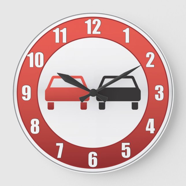 No passing sign large clock (Front)