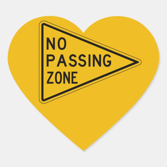 No Passing Zone, Traffic Warning Sign, USA Heart Sticker (Front)