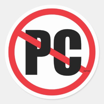No Pc Classic Round Sticker by politix at Zazzle