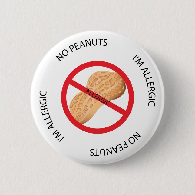 No Peanuts Allergy Alert Button (Front)