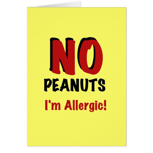 NO Peanuts I'm Allergic Cards (Front)