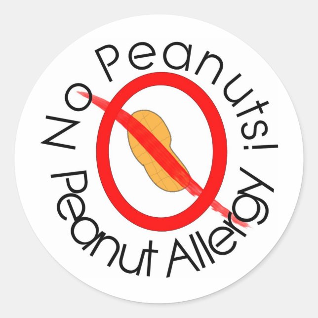 No Peanuts Peanut Allergy Designs Classic Round Sticker (Front)