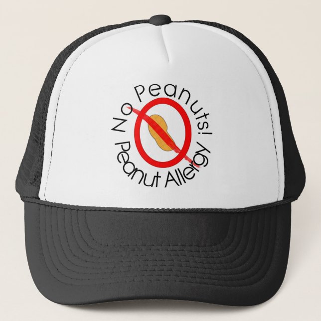 No Peanuts Peanut Allergy Designs Trucker Hat (Front)