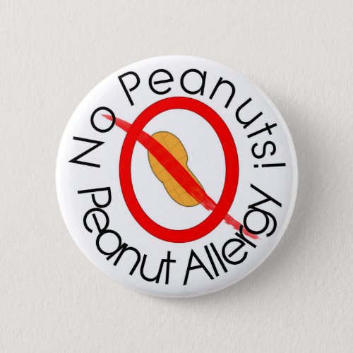 No Peanuts Peanut Allergy Pin in White