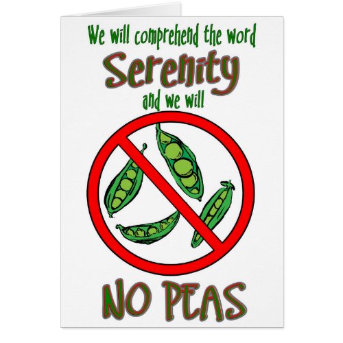 No Peas Funny Sobriety Card