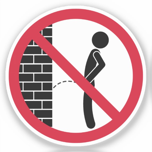 No Peeing Prohibited Sign Sticker (Front)