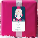 No Peeking Bright Christmas  Santa Gnome To & From Label<br><div class="desc">Make a merry and bright statement with happy thoughts and a positive outlook this Christmas season with our fun, colorful and sparkling gnomes Christmas collection. Capture the joy of the season with a funny non-traditional Christmas twist. Our Bright cheery colors with neon pinks, bright teals, and fun faux glitter accents...</div>