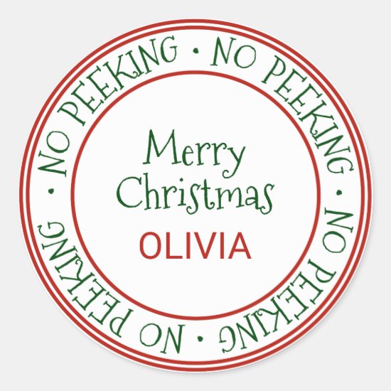 No Peeking Christmas Gift Classic Round Sticker