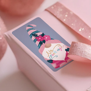 No Peeking Cute Fun Bright Christmas Gnome Label