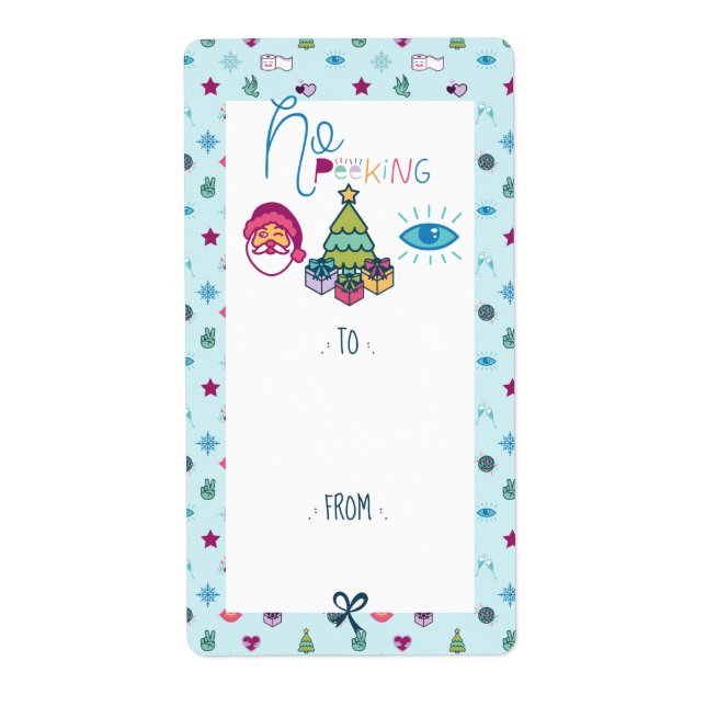 No Peeking Fun Christmas Emoji To & From Christmas Label (Front)