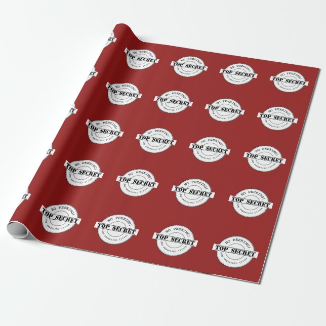 No peeking funny red Christmas wrapping paper (Unrolled)