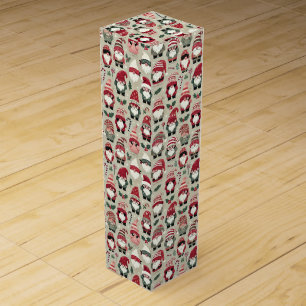 No Peeking Illustrated Gnome Christmas Holiday Wine Box