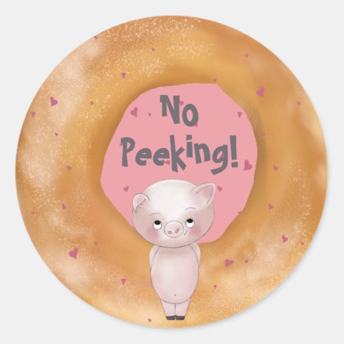 No Peeking Love  Bagels  Salmon Rose Pink Classic Round Sticker