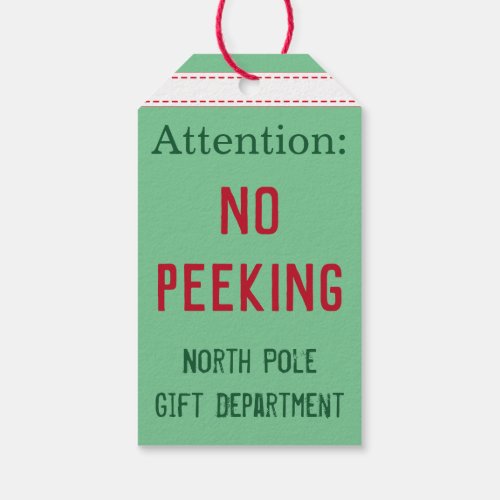 No Peeking North Pole Christmas Gift Tags