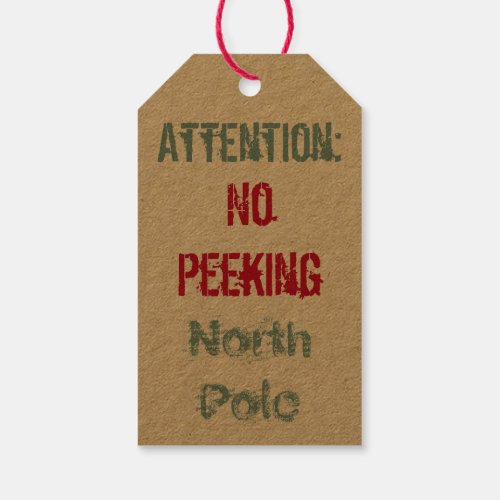 No Peeking North Pole Santa Christmas Gift Tag
