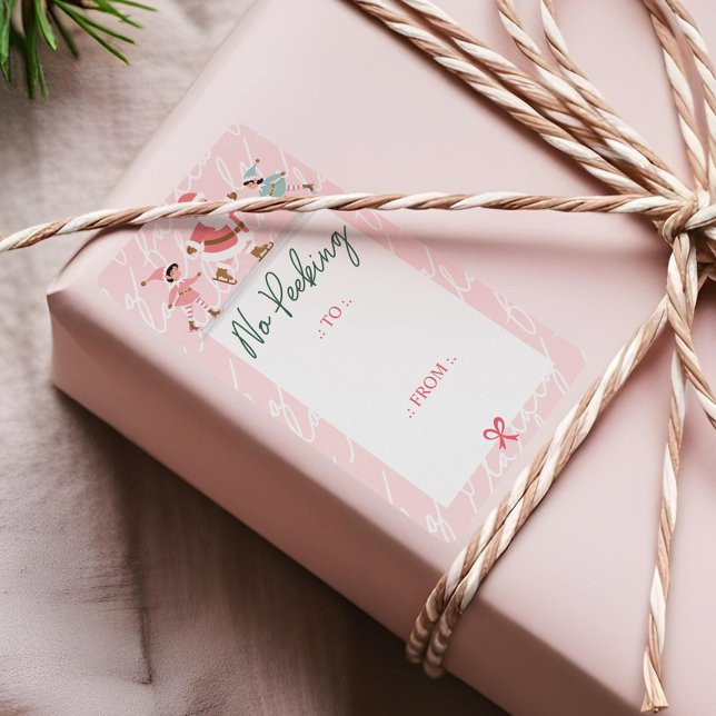 No Peeking Pink Santa & Elves Ice Skating Fa La  Label (No Peeking Pink Santa & Elves Ice Skating Fa La Label)