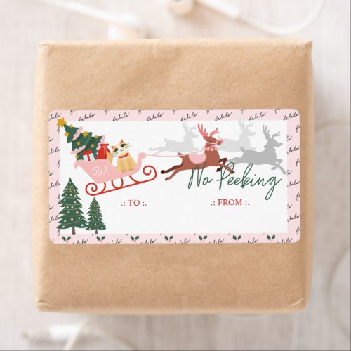 No Peeking Pink Santas Sleigh  Reindeer To From Label