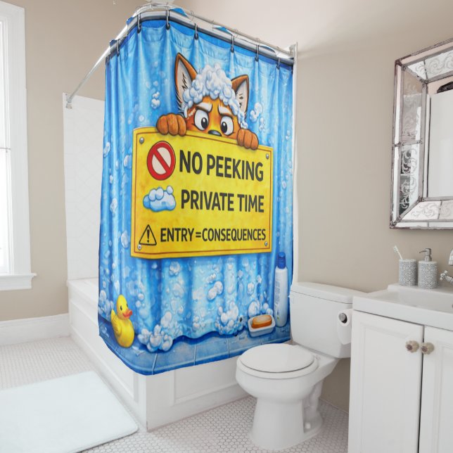 No Peeking – Private Shower Time | Funny Bathroom  Curtain (In Situ)