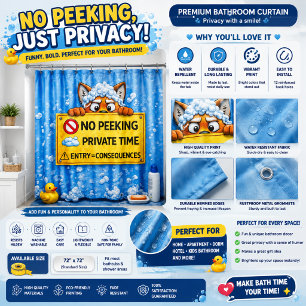No Peeking – Private Shower Time   Funny Bathroom  Curtain