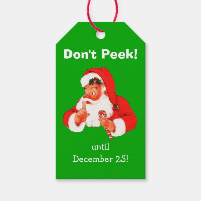 No Peeking Santa Christmas Gift Tags (Front)