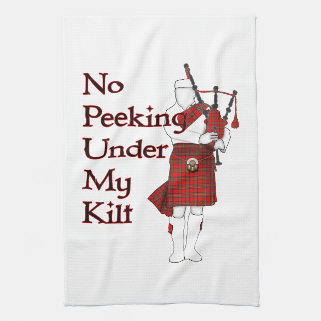 No Peeking Under My Kilt Funny Scottish Kitchen Towel (Vertical)