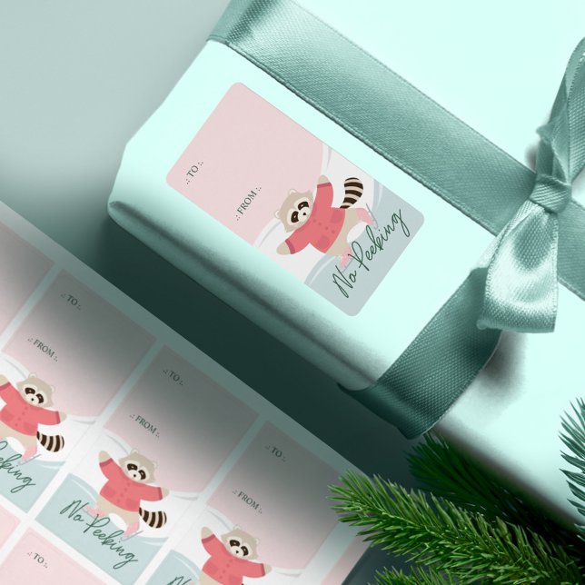 No Peeking Woodland Raccoon Ice Skating To From Label (No Peeking Woodland Raccoon Ice Skating To From Label)