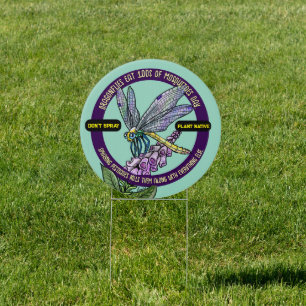 No Pesticide dragonfly Yard Sign