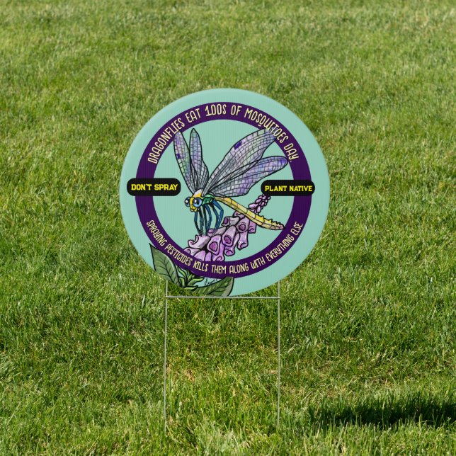 No Pesticide dragonfly Yard Sign (Insitu)