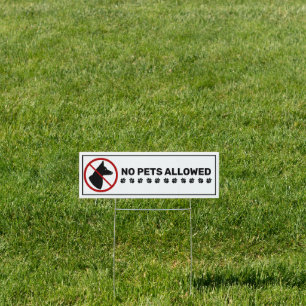 No Pets Allowed And Dog With Pricked Ears & Paws Sign