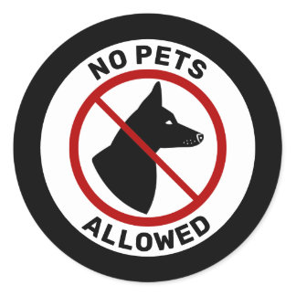 No Pets Allowed And Dog With Pricked Ears & Text Classic Round Sticker