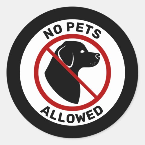 No Pets Allowed With Cute Dog Head  Custom Text Classic Round Sticker