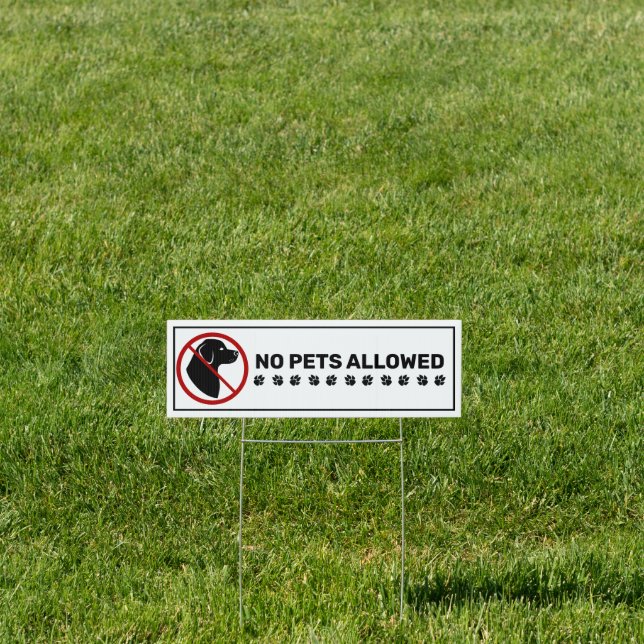 No Pets Allowed With Cute Dog Head Silhouette Sign (Insitu)