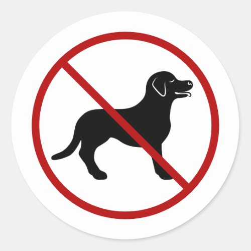 No Pets  Dogs Allowed Black Dog Silhouette Classic Round Sticker