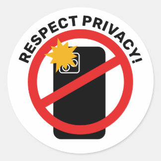 No Phone Photography - Respect Privacy Your Text Classic Round Sticker