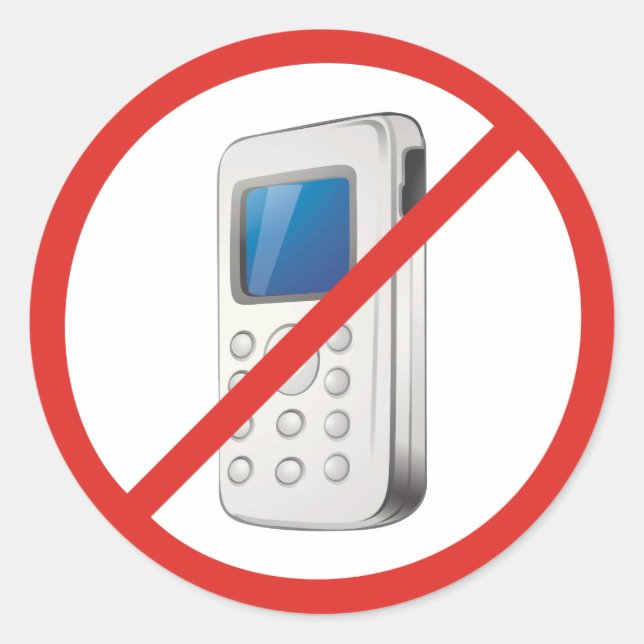No Phone Zone Classic Round Sticker (Front)