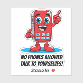 No Phones Allowed Red Retro Cell Phone Sticker