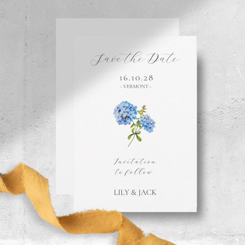 No Photo Blue Hydrangea Save The Date Card