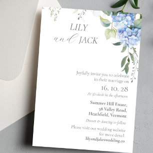 No Photo Hydrangea Wedding Invitation Flat Card
