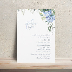 No Photo Hydrangea Wedding Invitation Flat Card